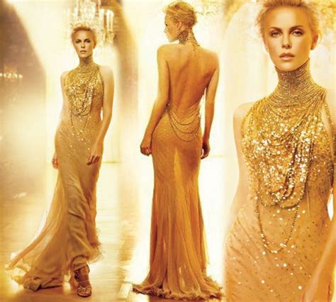 charlize theron dior gold dress|Charlize Theron ad campaign.